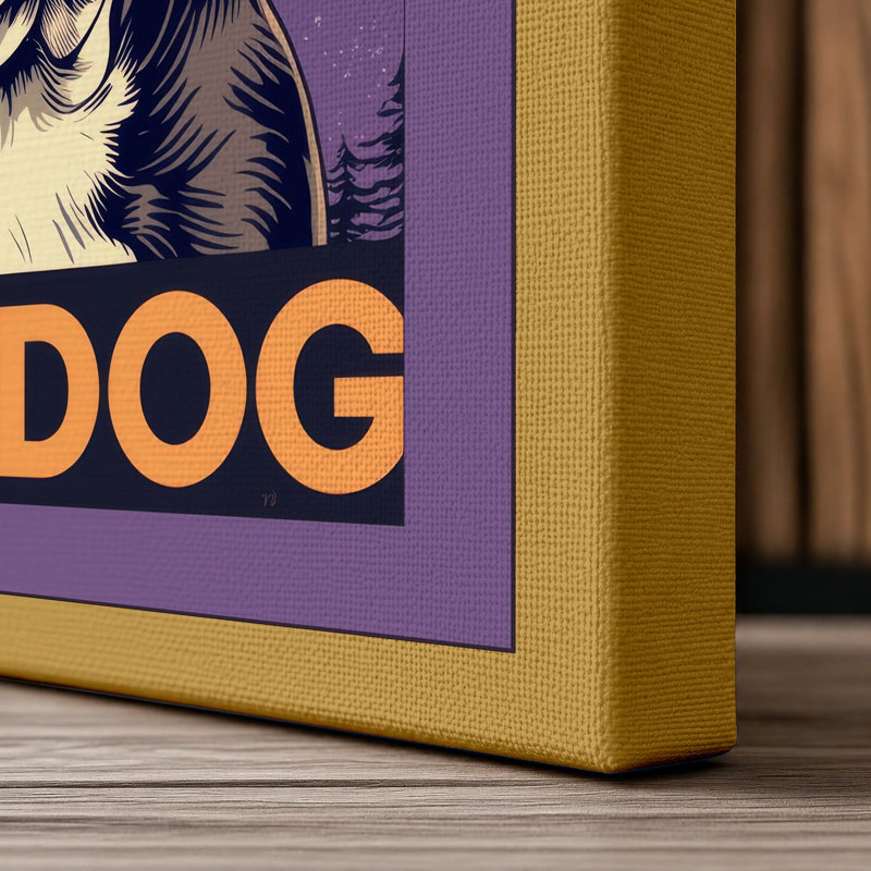 Bulldog with Sun Modern - Wrapped Canvas, 36x24 - 91.4 x 61.0 cm, Ochre Border