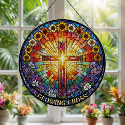 Panneau de vitrail en verre teinté H 7,8 po