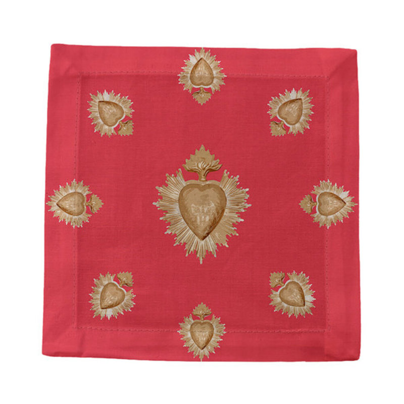 Ex Vote Cotton Sateen Cocktail Napkins, Crimson