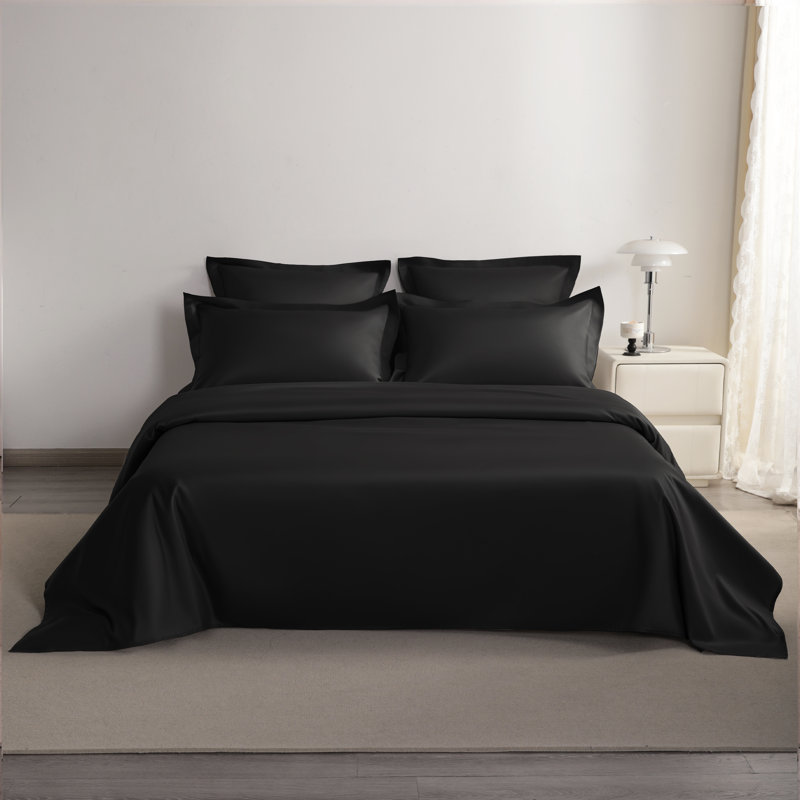 Egyptian-Quality Cotton Sham Covers, 500 Thread Count Cotton Sateen Square Pillow Covers - NTBAY, Euro, Black
