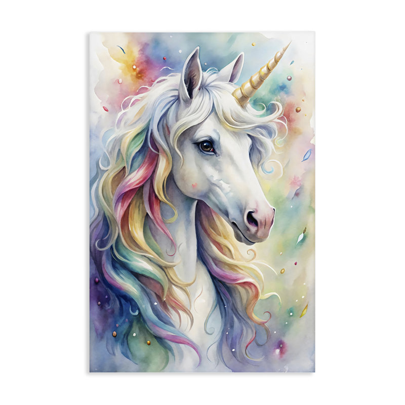 Toile de licorne colorée pastel, design par Creative Studio, H 24 po x l 16 po