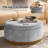 Lessman Modern 35"W Solid Wood Full Assembly Cocktail Storage Round Ottoman With Reversible Tray Top-117205057
