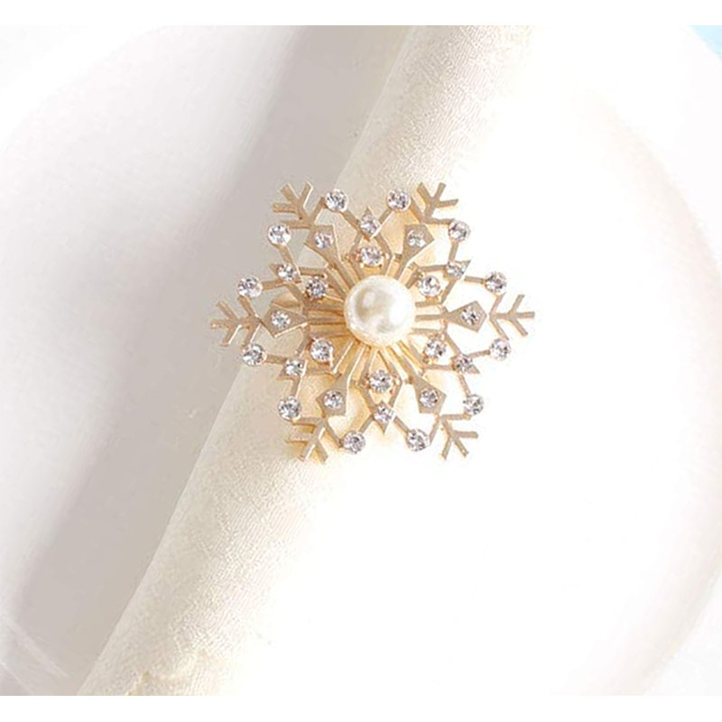 Ensemble de 4 anneaux de Noël en forme de flocon de neige en forme de flocon de neige, Or