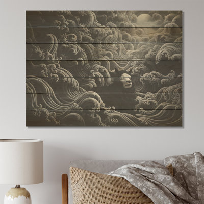Black And White Goat Abstract Portrait III - Goat Animal On Wood Print