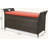 Patio Wicker Storage Bench Outdoor Rattan Deck Storage Box With Red Cushion