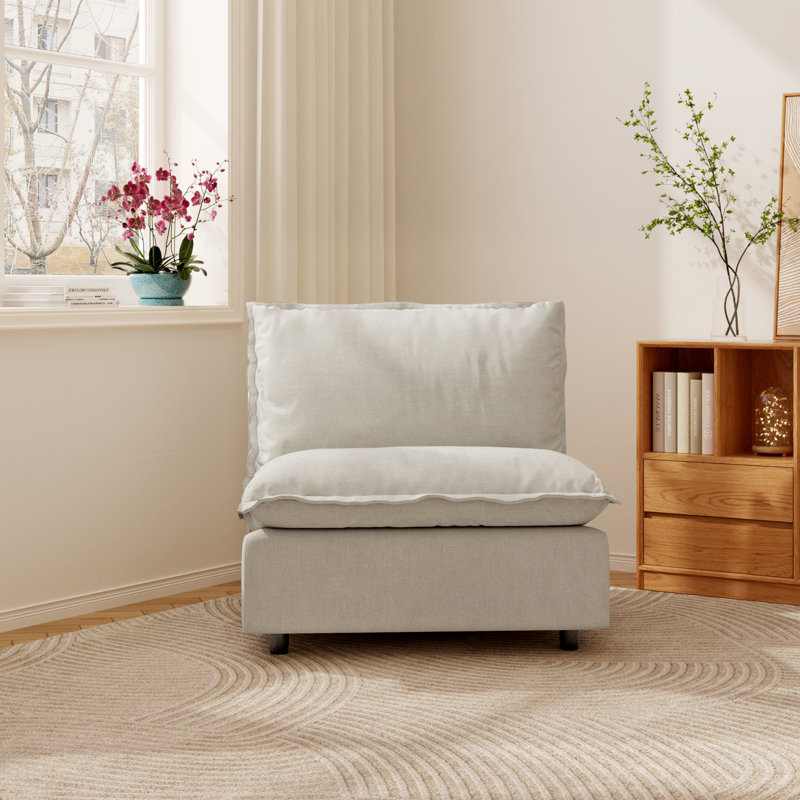 Chaise sans accoudoirs en lin Gracey, Beige