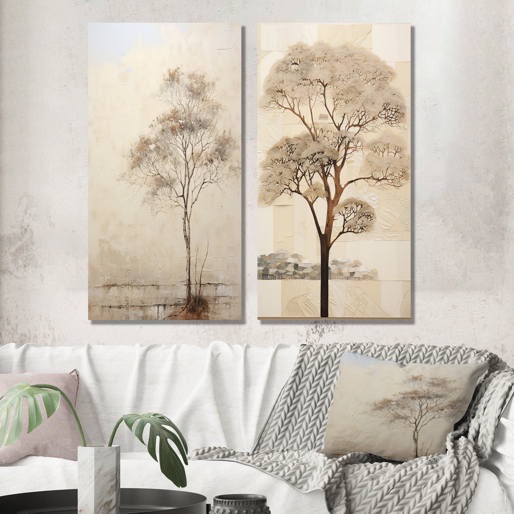Lark Manor™ African Beige Tree Minimalism - Tree African Metal Wall ...