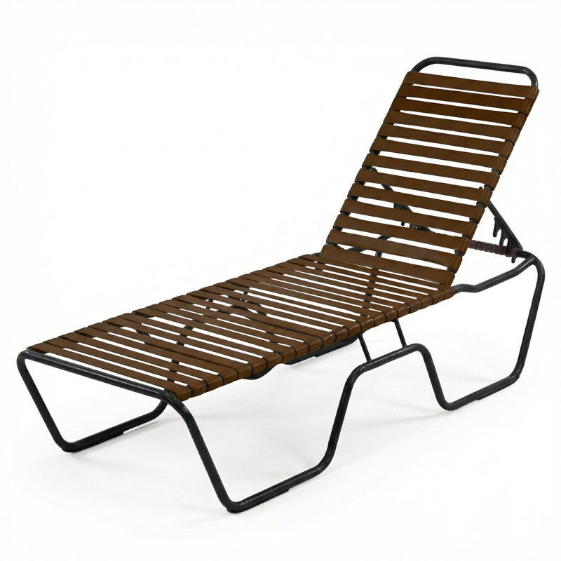 Armless Chaise, Leisure Brown Strap/Matte Black