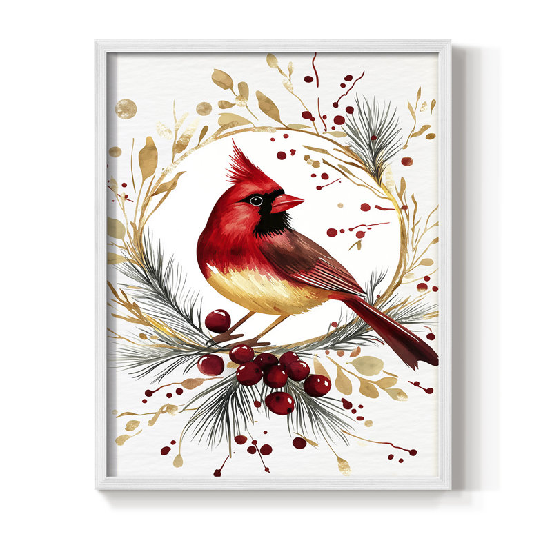«Christmas Holiday Art CMXCII», reproduction d'art encadrée - bois massif, H 11 po x l 9 po, Blanc