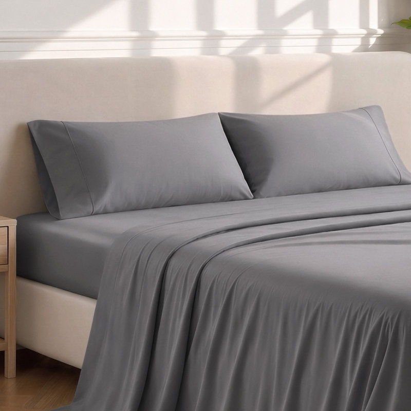 Soft Microfiber Pillowcase Set, Grey, 2 King Pillowcases