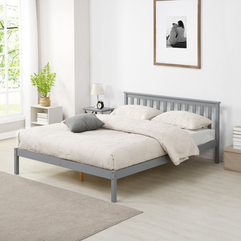 Matthew Solid Wood Bed, King (5'), Grey