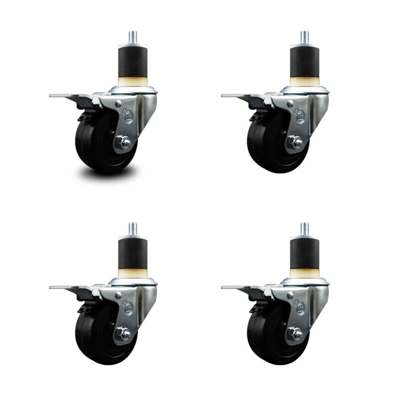Ensemble de roulettes à tige extensible en caoutchouc souple de 3 po à 1 po / 7 po et 8 po