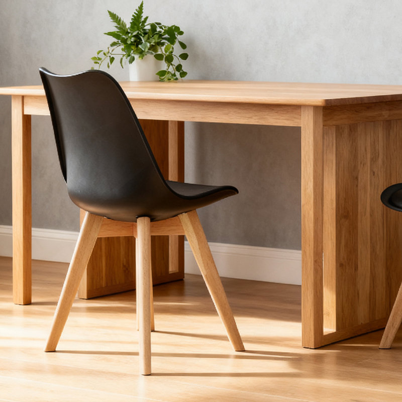 Ensemble de quatre chaises de salle à manger avec pieds en bois pour la cuisine et la salle à manger, Black