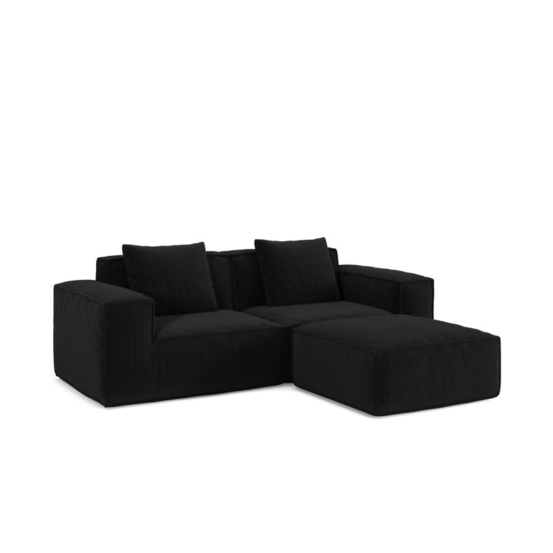 Canapé modulaire modulaire à conversion libre, 3, H 39,37 po x l 86,6 po x P 28,39 po, Noir