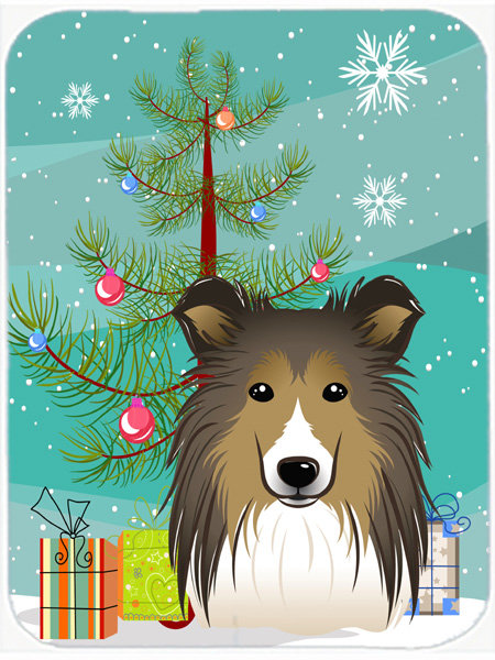 Planche à découper en verre caroline et sheltie Under the Christmas Tree