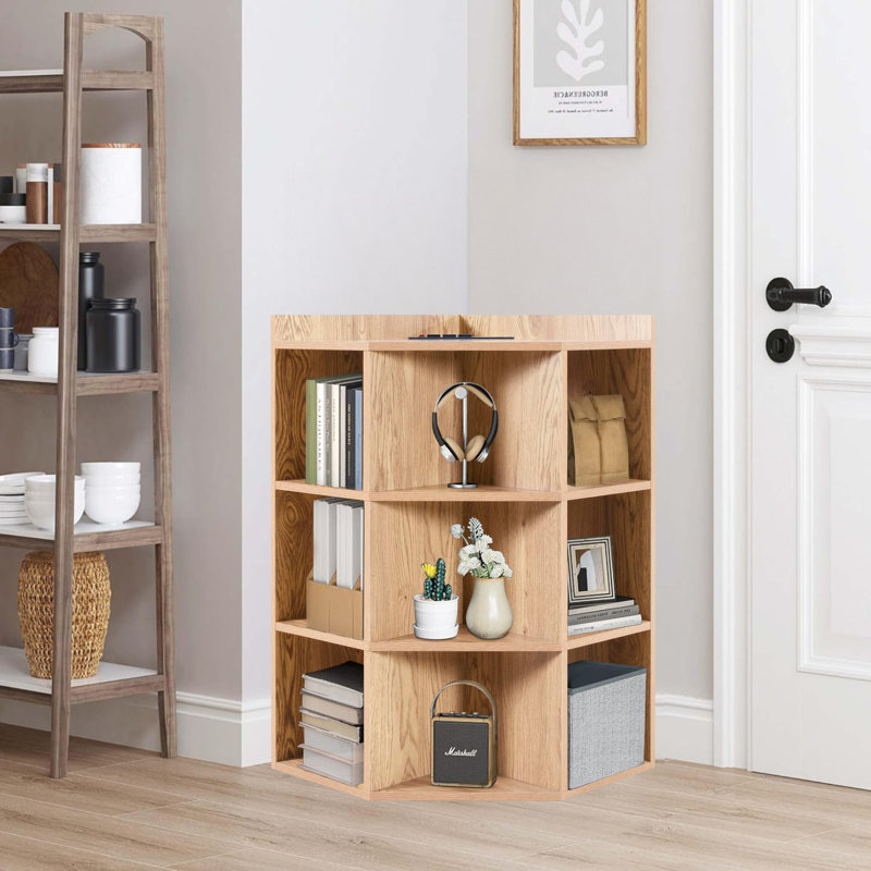 Armoire de coin Birta avec ports USB et prises de courant, Naturel