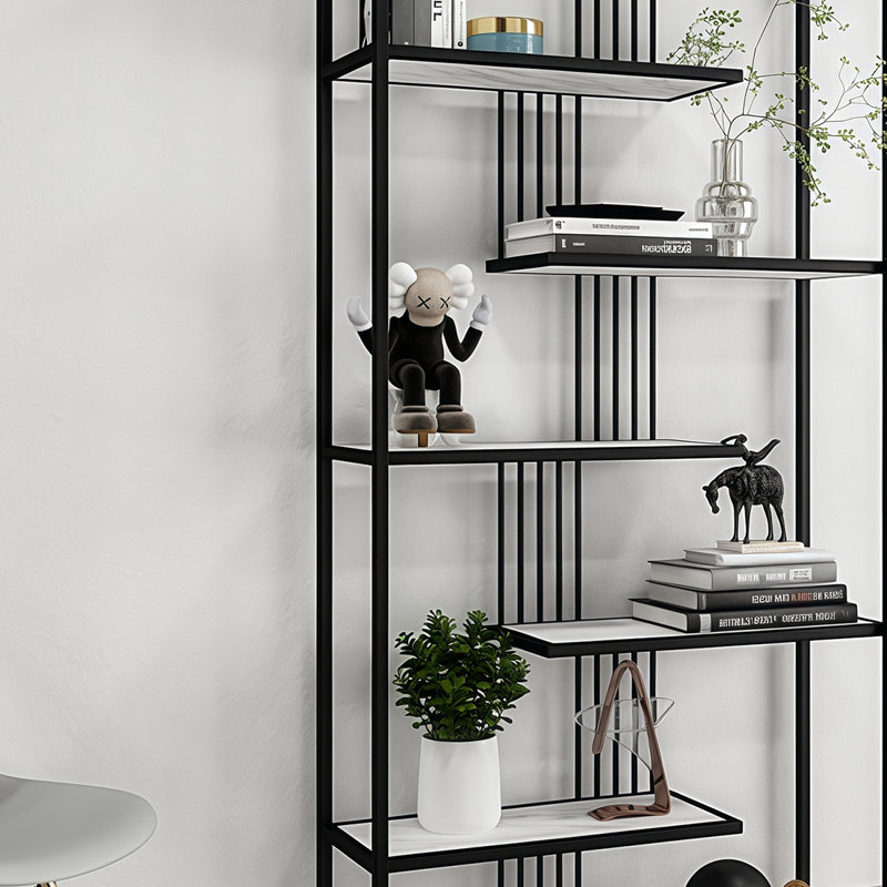 Bibliothèque de rangement élégante et minimaliste, H 78,7 po x l 39,3 po x P 11,8 po, Noir / blanc