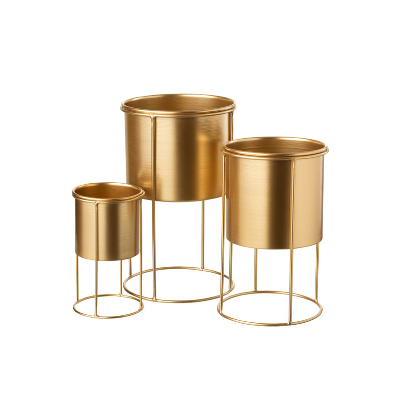Artressia Metal Pot Planter, 30.5cm H x 18.5cm W x 18.5cm D, Gold