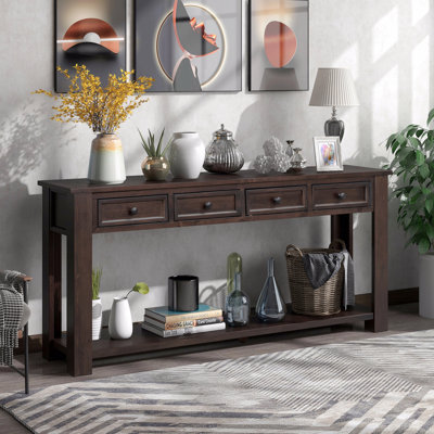 Console Table/Sofa Table with Storage Drawers and Bottom Shelf for Entryway Hallway