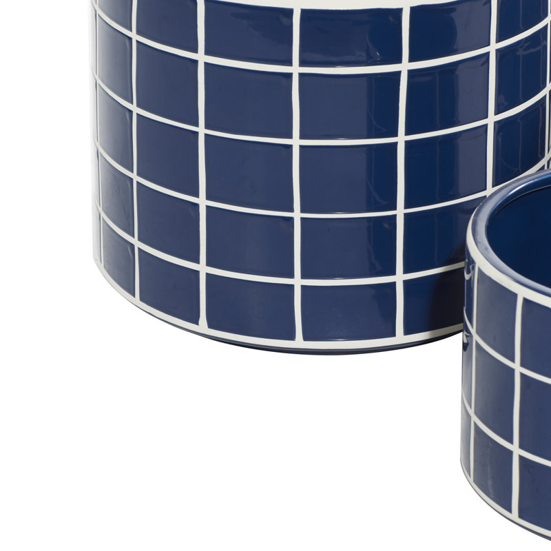 Ensemble de 3 vases de table Crete, Bleu / Blanc