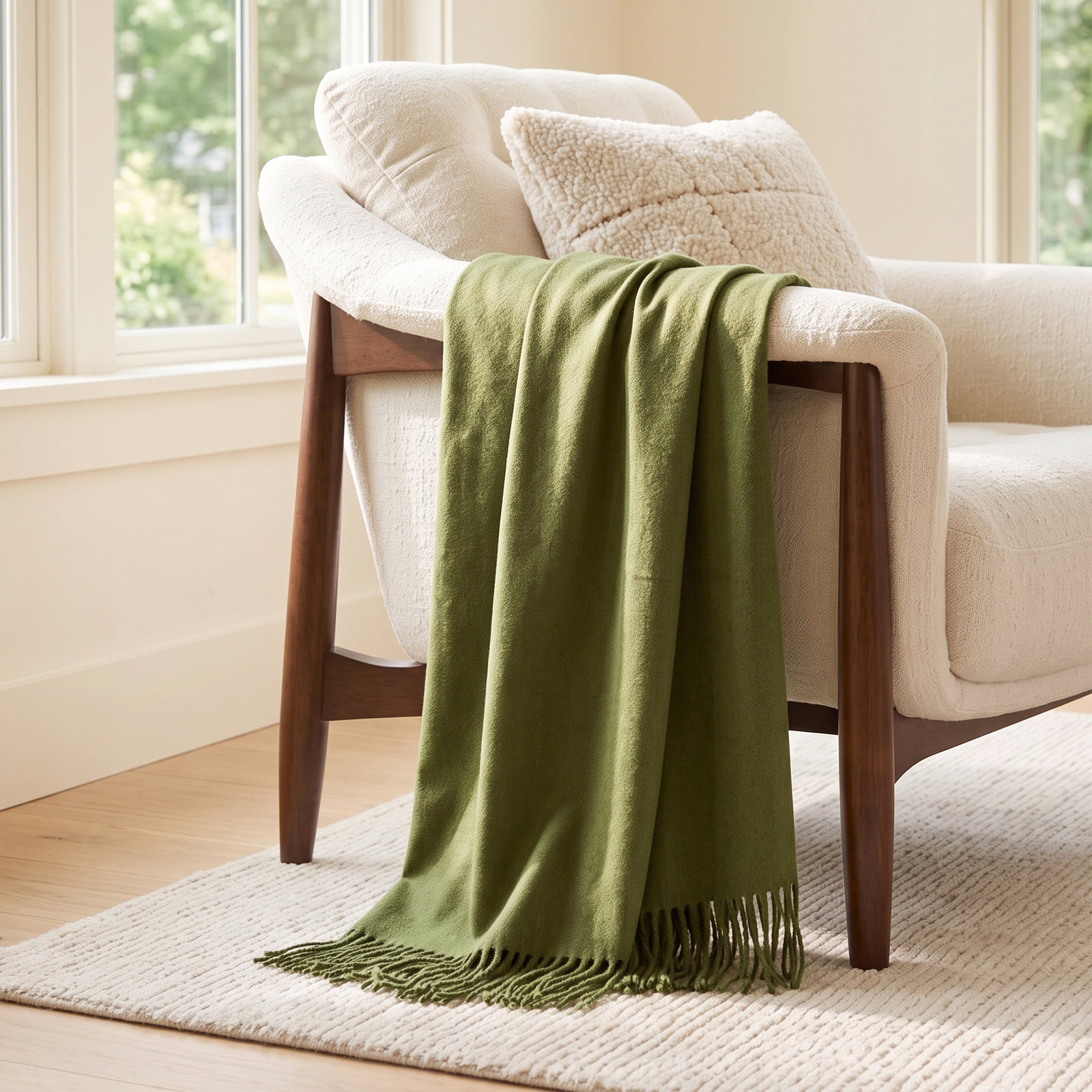 Hudie Wool Throw Blanket, Orange