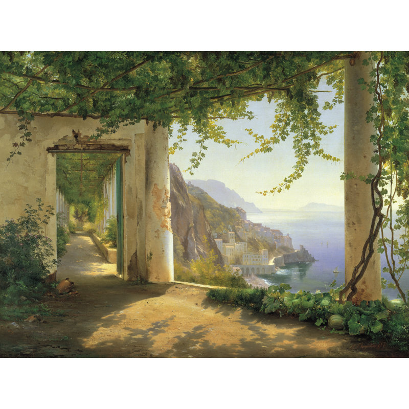 «View to the Amalfi Coast» par Carl Frederic Aagaard - reproduction d'art sur toile tendue, H 18 po x l 24 po, Toile encadrée