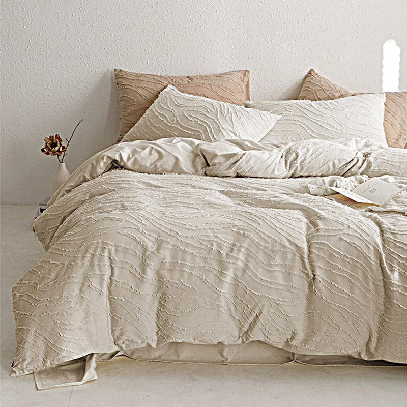 Ensemble de literie Boho Bedding, Housse de couette grand et 2 taies d'oreiller stan, Beige