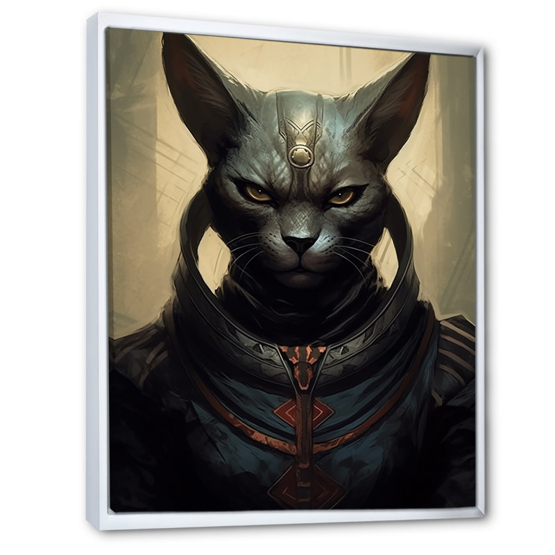 Ancien chat égyptien, déesse bastet I, reproduction d'art sur toile, H 44 po x l 34 po x P 1,5 po, Cadre flottant blanc