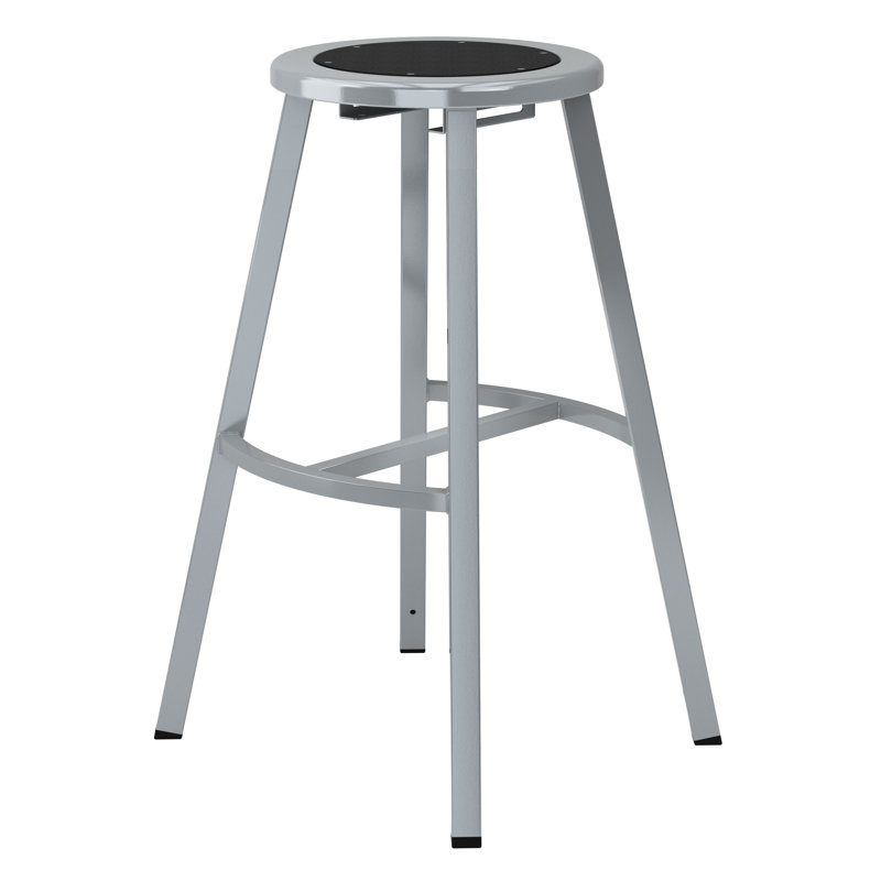 Tabouret industriel / fixe à hauteur fixe, siège rond en acier, H 30 po