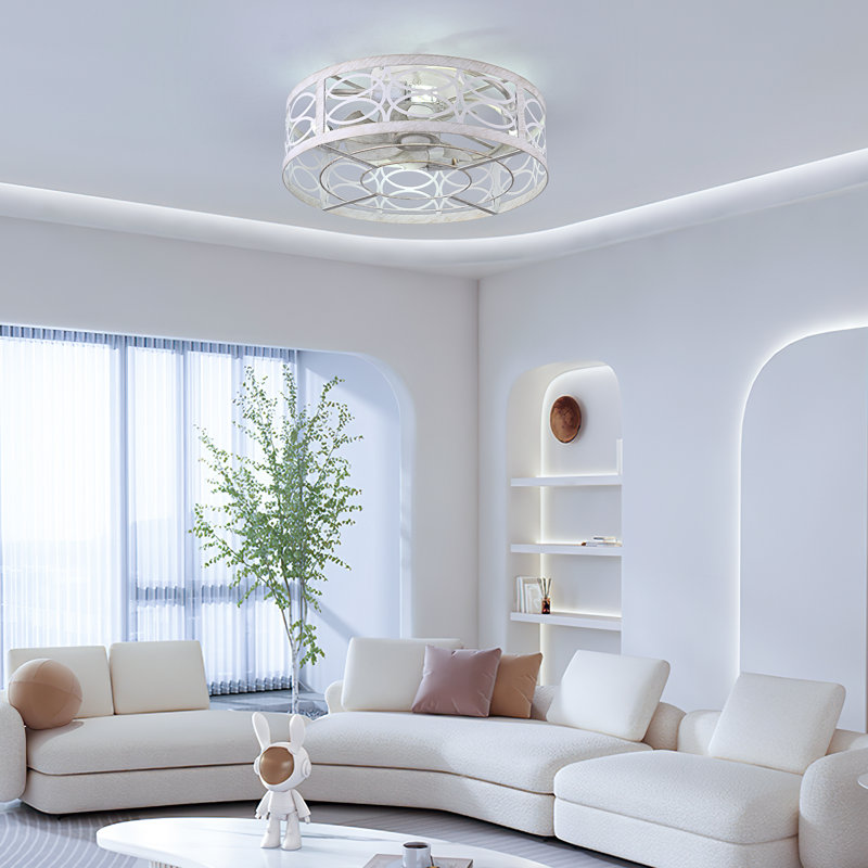 Zailey 19.29" Farmhouse Caged Ceiling Fan with Remote Control and 4 Dimmable Bulbs Included