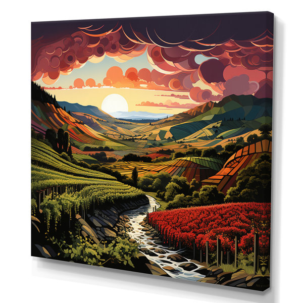 Millwood Pines Green Red Vineyard Rows Of Ruby On Canvas Print ...