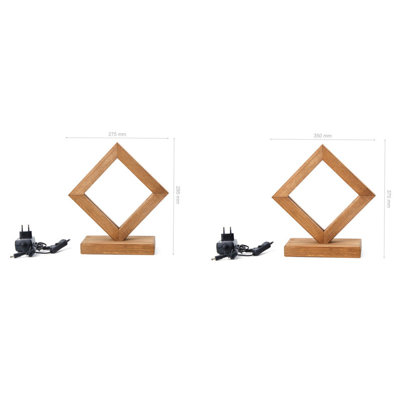 Ensemble de lampes de table faites à la main (2 pièces), bois d'épinette brun rustique, grand: 13,8 x 14,6 x 4,7 pouces | Petit: 10,8 po x 11,6 po x 4,7 po | Vernis de préservation du bois à DEL, séché au four, | Décoration moderne et élégante
