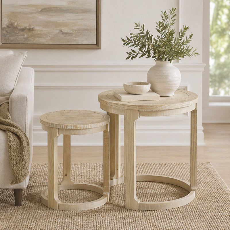 Ensemble de tables rondes 24 "2PCS, Oak