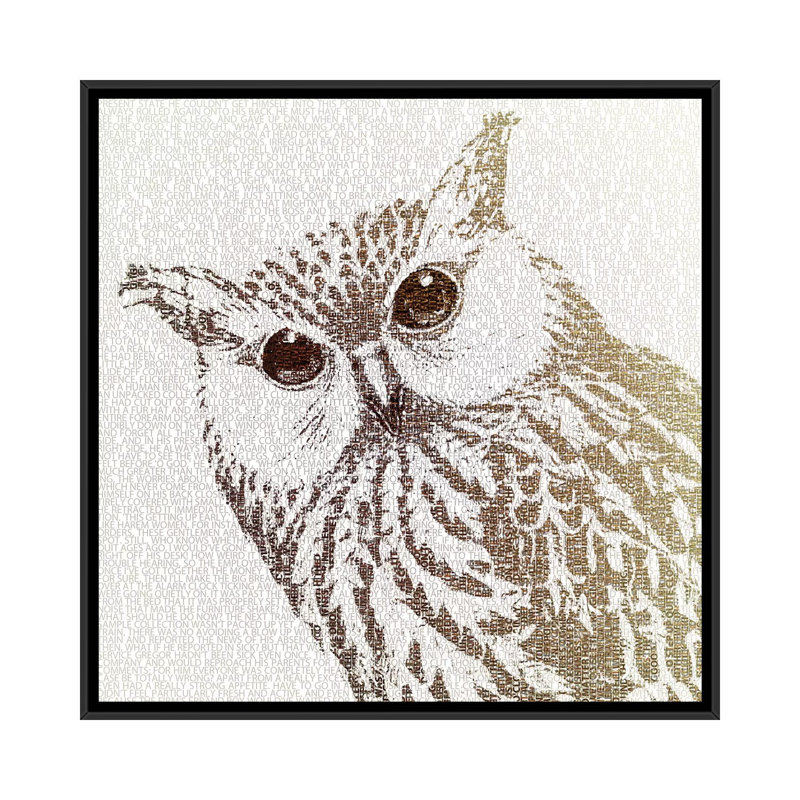 «The Intellectual Owl I», impression sur toile, H 26 po x l 26 po x P 1,5 po, Toile avec cadre noir, Pas de tapis