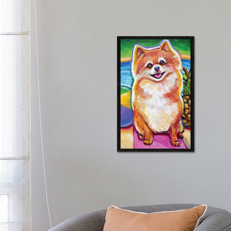 Poolside Pomeranian Pup by Robert Phelps - Gallery-Wrapped Canvas Giclée on Canvas, 66.04 cm H x 45.72 cm W, Black Framed