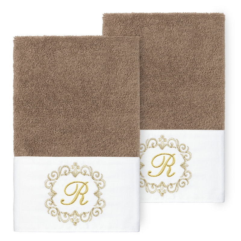 Winston Porter 100% Turkish Cotton Wensel 2PC Embellished Hand Towel Set, R