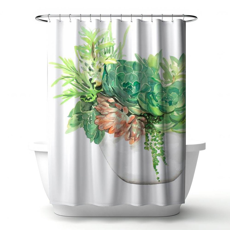Floral – Polyester Shower Curtain, Dye Sublimation Print, 71" W × 74" L