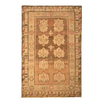 One-of-a-Kind 4'6" X 6'7" 1950s Wool Area Rug in Beige