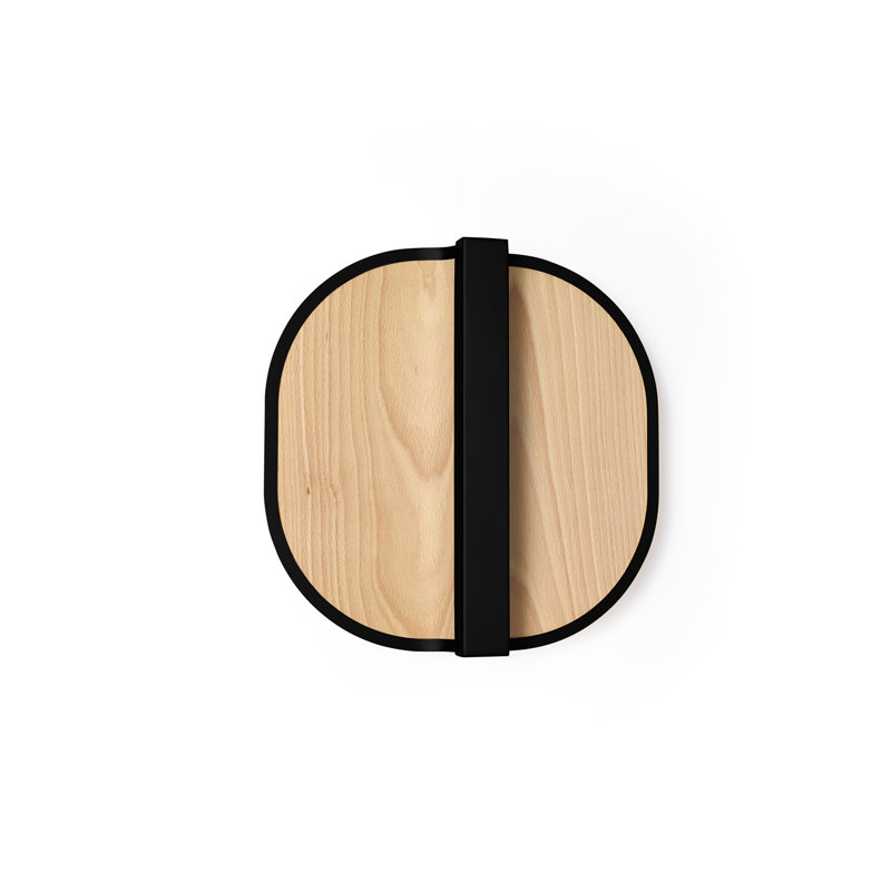 Omma Wall Light - DIMTRIAC LED - Matte Black Finish - Natural Beech Shade, Matte Black, Natural Beech
