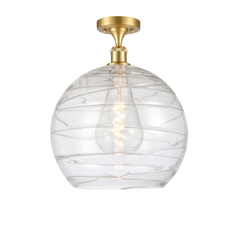 Plafonnier semi-encastré 1 lumière 8 po Anie, Ampoule non incluse, Or satiné, H 15 po x l 10 po x P 10 po