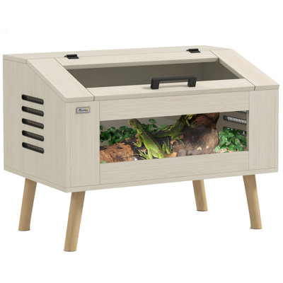 Pawhut Reptile Terrarium 29 Gallon Top Opening Reptile Tank With Glass Windows Air Ventilations, For Snakes Lizards Horned Frogs Chameleons Hamsters Gerbils, 31.5" X 20" X 24"