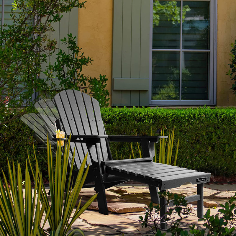 Chaise Adirondack avec repose-pieds Azur, Noir