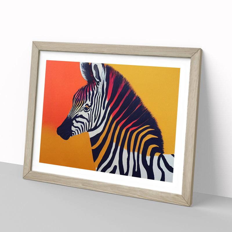 Zebra Vol.3 - Single Picture Frame Painting, Oak, 46cm H x 64cm W x 2cm D