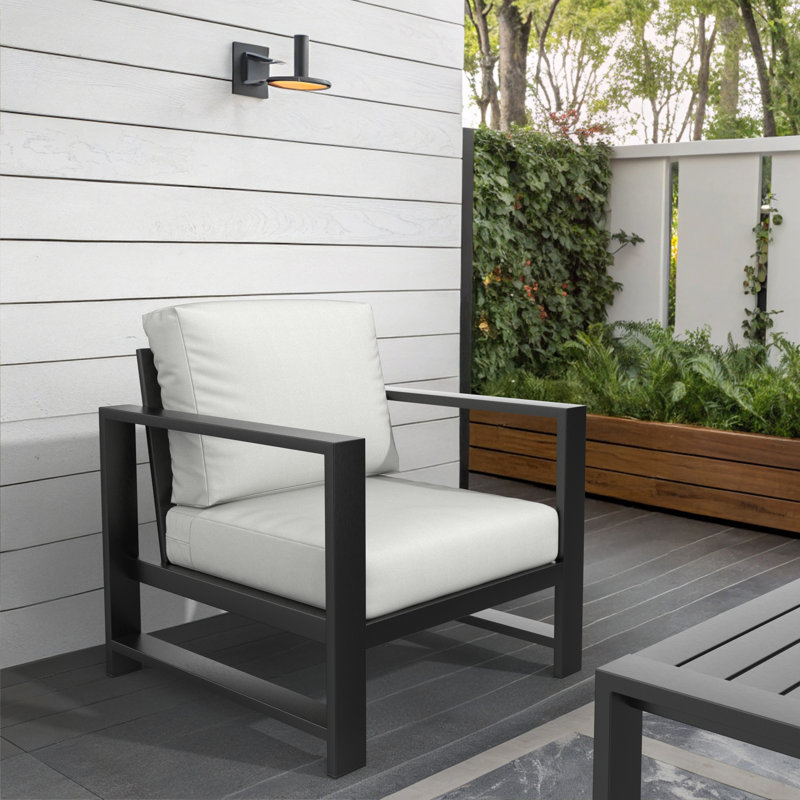 Dulcie Metal Outdoor Armchair with Sunbrella® Cushions, Canvas White Sunbrella®