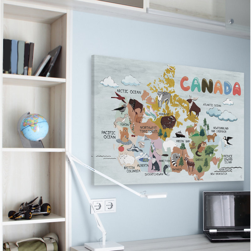 Chaisson «Cloudy Canadian Map», reproduction sur toile tendue, H 8 po x l 12 po x P 1,5 po