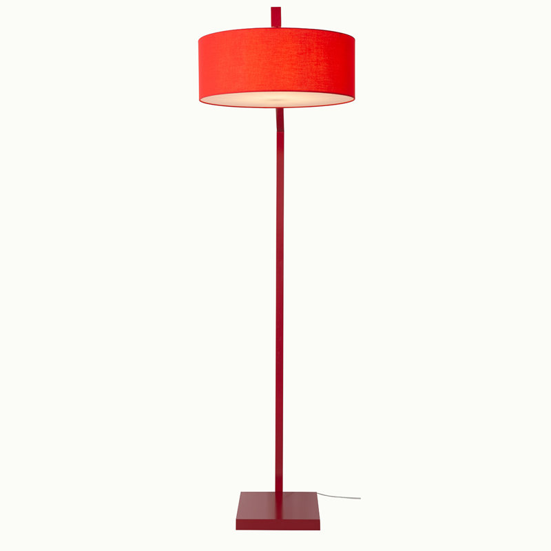 Stretch Arc Floor Lamp - 87", Step Switch, Rectangular marble base, Red