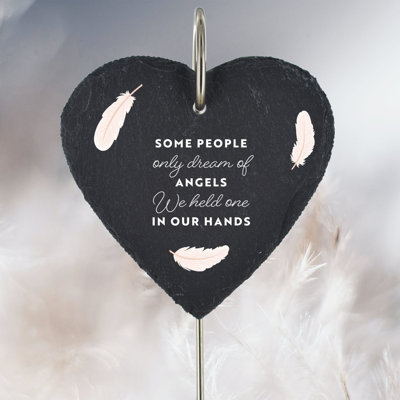 Blanscet Waterproof Slate Heart Grave Marker People Memorial Plaque