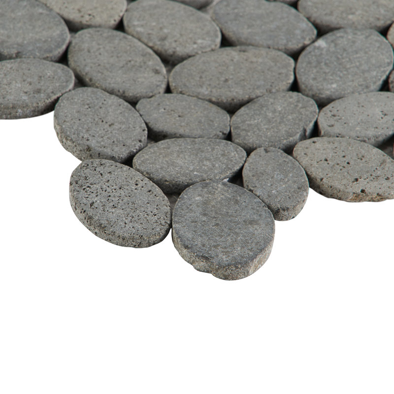 Carreau de mosaïque de pierre et de plancher 11,81 po x 11,81 po, Lave noire