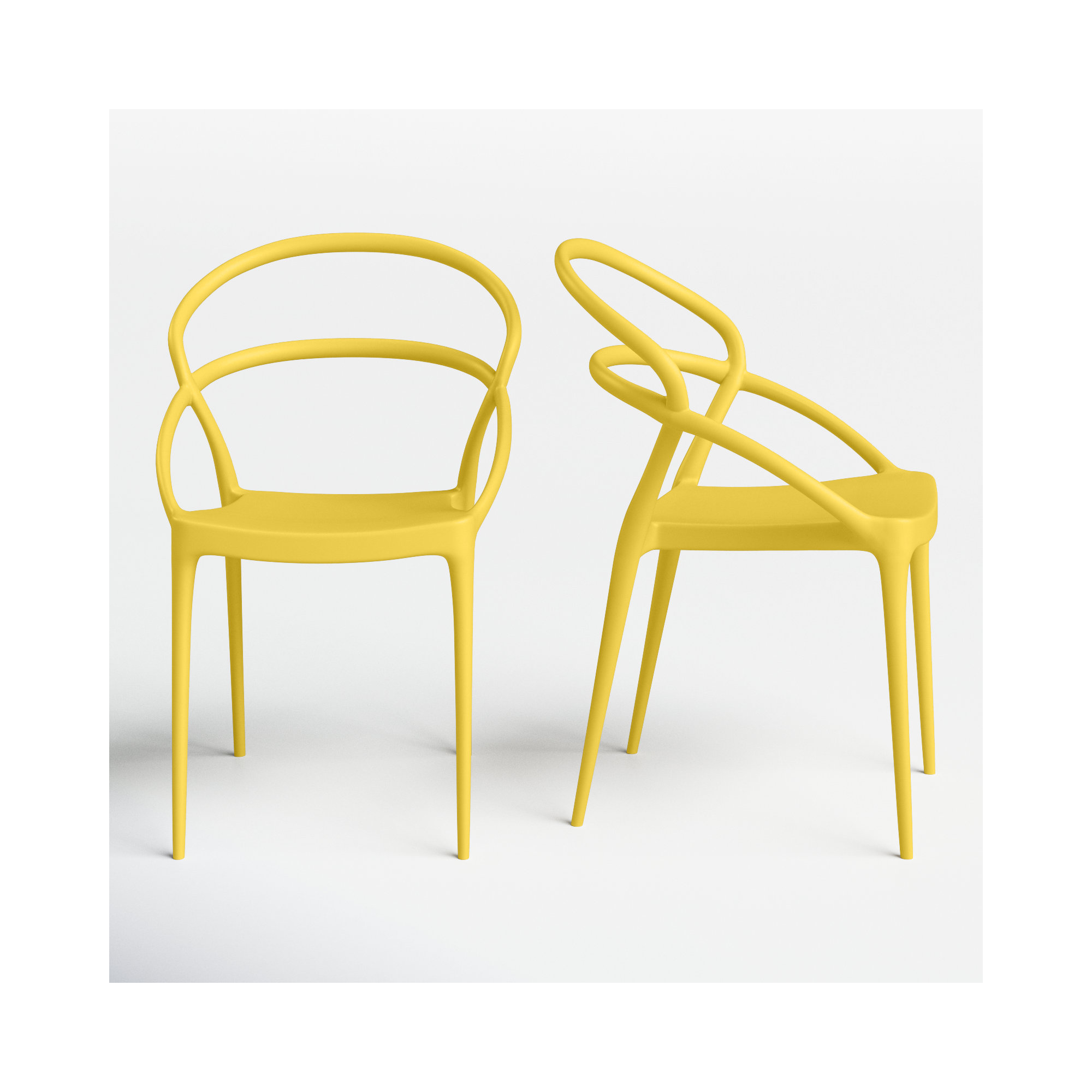 Grover Stacking Patio Dining Armchair, Yellow