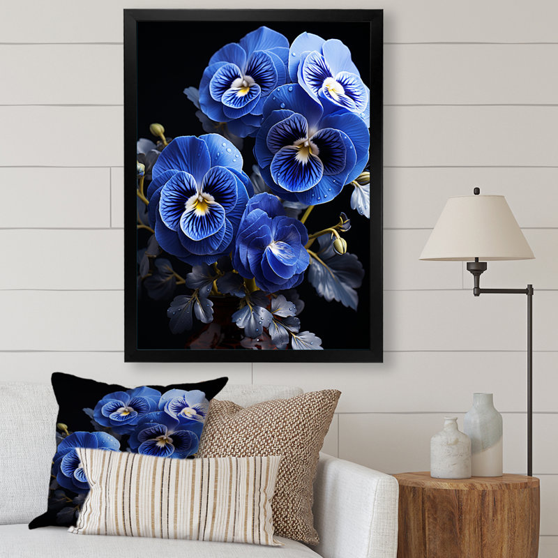 Minuit Indigo Pansy Wonders II, H 44 po x l 34 po x P 1,5 po, Cadre simple noir